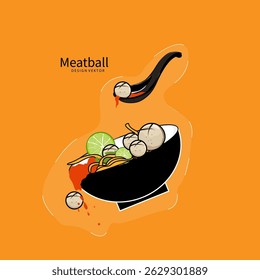 imagem de ilustração de vetor de almôndega picante, design interessante e bonito.
