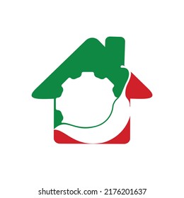 Spicy mechanism vector logo concept. Chili gear logo design template.	