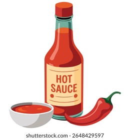 Spicy Mexican chili sauce for cultural celebration isolated vector illustration on white background
