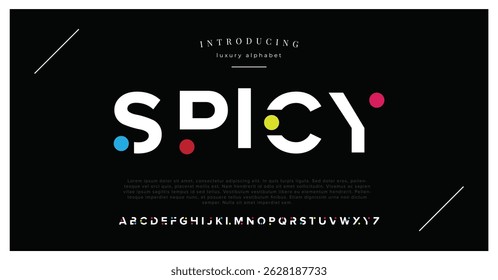 Spicy modern minimal abstract alphabet fonts. Typography technology, electronic, movie, digital, music, future, logo creative font. vector illustration