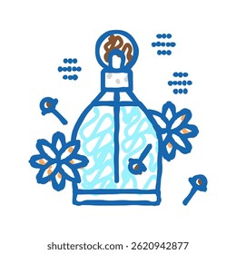Notas picantes Perfume Doodle Icono Sketch Vector. Notas picantes Signo de perfume. Ilustración de símbolo aislado