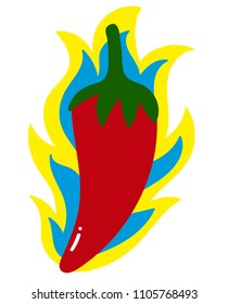 spicy pepper with flames around