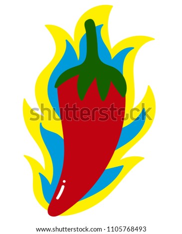spicy pepper with flames around