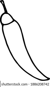 Spicy pepper. For menu design and more. Doodle. Black and white image. Minimalism. Coloring book