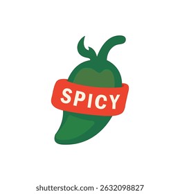 Spicy pepper vector logo. Hot pepper vector. Green jalapeno pepper vector. Vector logo for sauce. Spicy food and vegetables. 