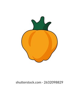 Spicy pepper vector logo. Hot pepper vector. Yellow cayenne pepper vector. Vector logo for sauce. Spicy food and vegetables. 