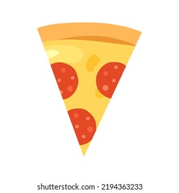 Spicy pepperoni pizza slice icon. Modern flat vector illustration of pizza