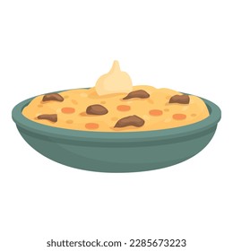 Spicy pilaf icon cartoon vector. Food dish. Indian meat