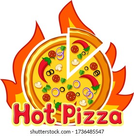 Spicy pizza with pepper and a slice on a white