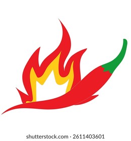 spicy red chiily with fire design illustration  useful for food ingredient