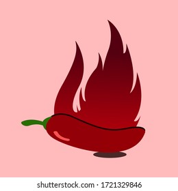 Spicy red chili with fire. vector illustration
