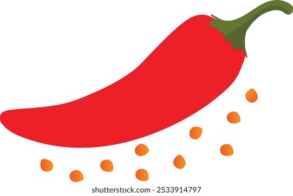 Spicy red Chili, hot peppers. Vector illustration isolated on white background