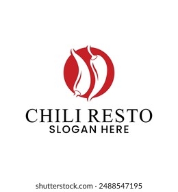 spicy red chili logo with creative vector premium concept