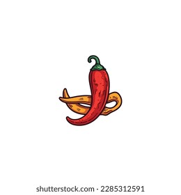 spicy red chili pepper logo vector