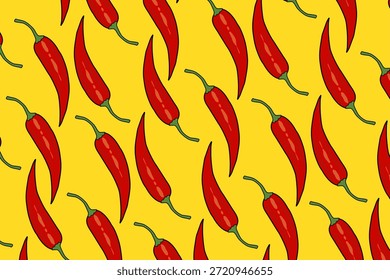 Ilustración de patrón de pimiento rojo picante para el diseño de empaquetado de alimentos