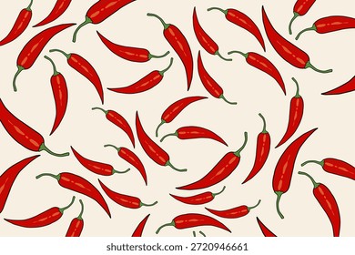 Ilustración de patrón de pimiento rojo picante para el diseño de empaquetado de alimentos