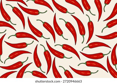 Ilustración de patrón de pimiento rojo picante para el diseño de empaquetado de alimentos