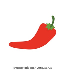 Spicy red chili pepper with stem vector image, flat design