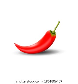 Spicy red chilli, image isolated with shadow, vector illustration.