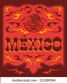 Spicy red Mexico sign - mexican poster - card - invitation 