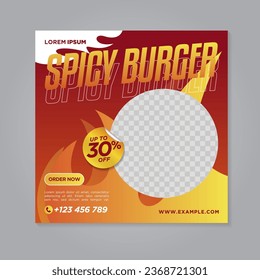 Spicy Restaurant food social media banner post design template	
