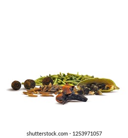 Spicy rosemary, fragrant cardamom and tasty spice. Symbols of spice. Elements for design. Vector illustration. Spices ingredients in triangulation technique. Rosemary low poly.