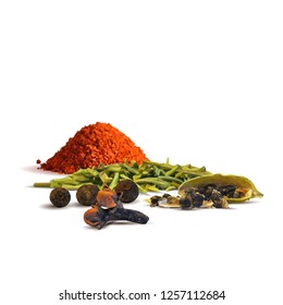 Spicy rosemary, fragrant cardamom and tasty spice. Symbols of spice. Elements for design. Vector illustration. Spices ingredients in triangulation technique. Paprika low poly.