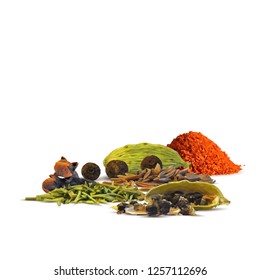 Spicy rosemary, fragrant cardamom and tasty spice. Symbols of spice. Elements for design. Vector illustration. Spices ingredients in triangulation technique. Paprika low poly.
