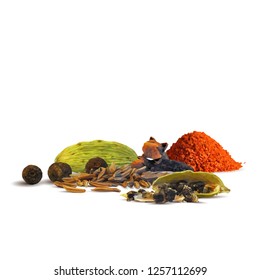 Spicy rosemary, fragrant cardamom and tasty spice. Symbols of spice. Elements for design. Vector illustration. Spices ingredients in triangulation technique. Paprika low poly.