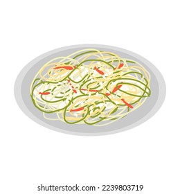spicy salad with cucumber and garlic pepper on a plate