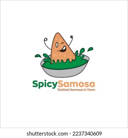 Spicy samosa tastiest samosa in town vector logo design.