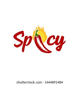 Spicy sauce logo template design with a chilli