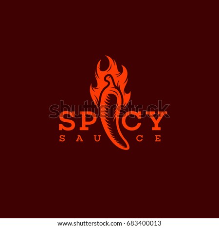 Spicy sauce logo template design with a chilli. Vector illustration.