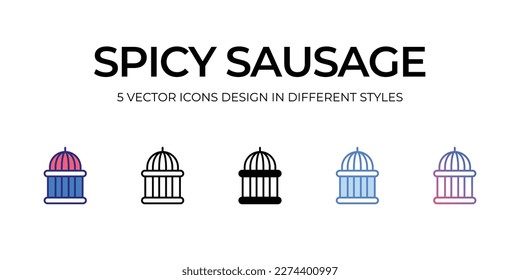 spicy sausage  Icon Design in Five style with Editable Stroke. Line, Solid, Flat Line, Duo Tone Color, and Color Gradient Line. Suitable for Web Page, Mobile App, UI, UX and GUI design.