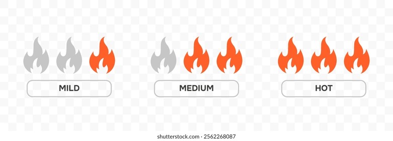 Spicy scale indicator. Level of hot meal. Vector illustration