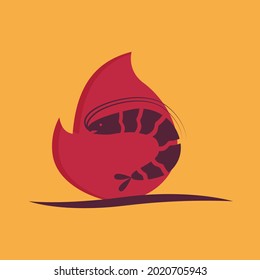 Spicy shrimp logo isolated on a yellow background