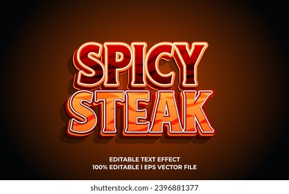 Spicy steak 3d text effect, editable text for template headline