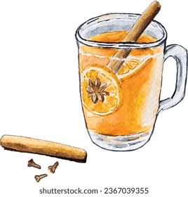 Spicy tea with orange and cinnamon