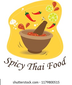 The spicy Thai food.hot chili sauce,chili paste,garlic,lemon,Thai chili Sauce.