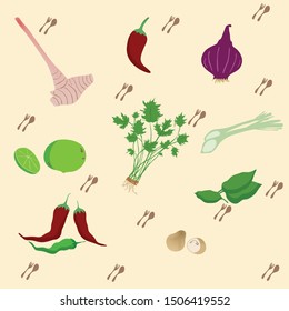 spicy Thai herb for tom-yum shrimp spicy sour soup ingredients for cook spicy food