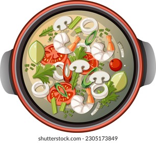 Spicy Thai Tom Yum soup illustration