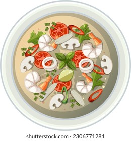Spicy Thai Tom Yum soup illustration