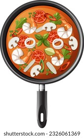 Spicy Thai Tom Yum soup illustration