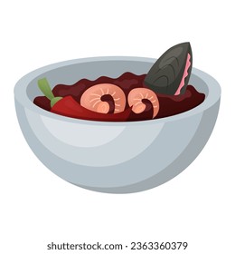 Spicy tom yam soup. vector illustration.