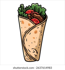 Spicy tortilla wrap vector icon, Mexican food concept. Great for menus, recipes, and culinary promotions.