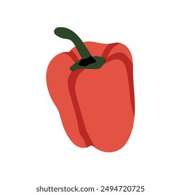 Spicy vegetable pepper, fresh natural food, vegetable locally grown, farm, countryside, healthy food, red bell pepper, condiment, spice isolated on white background flat vector illustration.