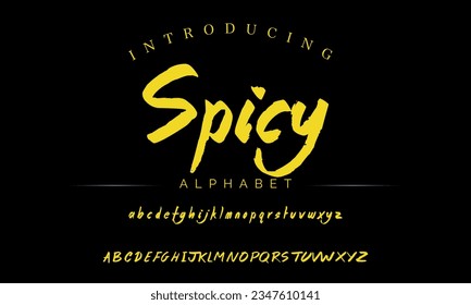 Spicy Vintage Brush Script Modern Alphabet. Retro Typeface. Textured unique brush in alphabet style. Letters.Vector Alphabet. Exclusive Custom Letters.