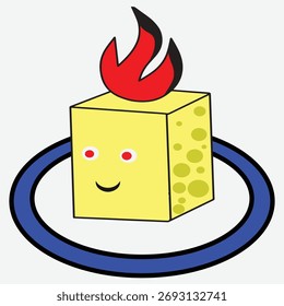 spicy white tofu logo vector illustration