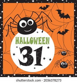 Spider 31 October for halloween greeting card