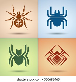Spider abstract icon template, Flat style, Vector Eps 10